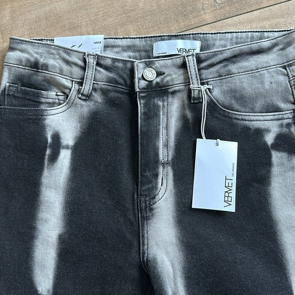 NWT Vervet Haylie High Rise Tie Dyed Crop Skinny Raw-Edge Jeans Black/Grey Sz 29 - Picture 5 of 9